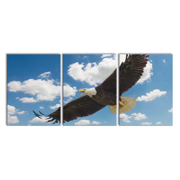 East Urban Home 3-tlg. Leinwandbilder-Set Adler fliegt über Berge